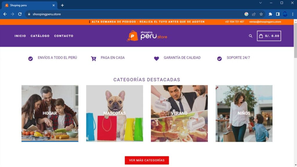 Sitio web de Shooping Peru