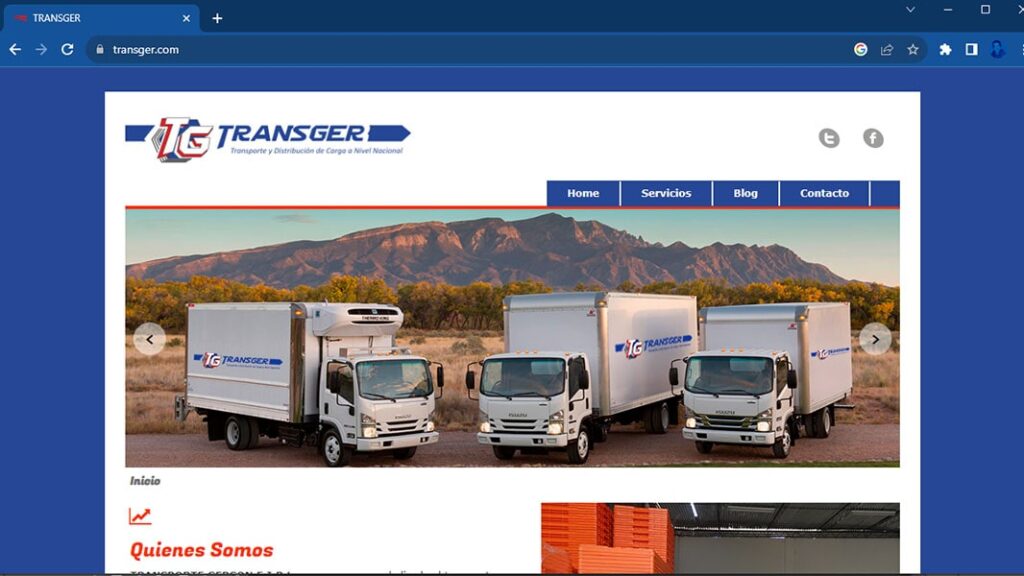 Sitio Transger empresa de transporte